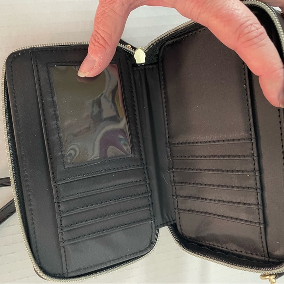 Adrienne Vittadini Studio no charging zip around crossbody purse wallet in black - Picture 7 of 7